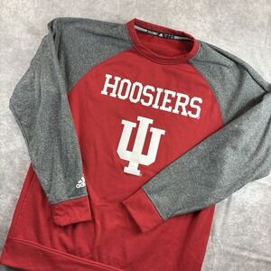 Indiana Hoosiers Adidas Sweater Mens L Red Climawarm Fleece College NCAA